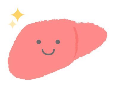 Sağlıklı ve enerjik karaciğer elle çizilmiş karakter