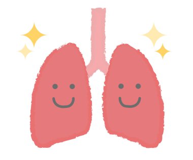 Sağlıklı ve enerjik ciğerler, el yazısıyla yazılmış karakter.