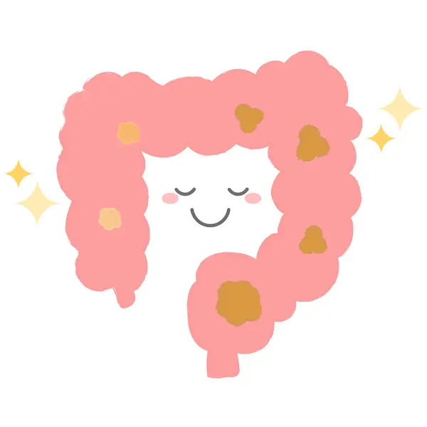 Bağırsak çevresi iyi, elle çizilmiş karakteri olan bir bağırsağın görüntüsü.