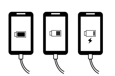 Akıllı telefon pil simgesi şarj edildi