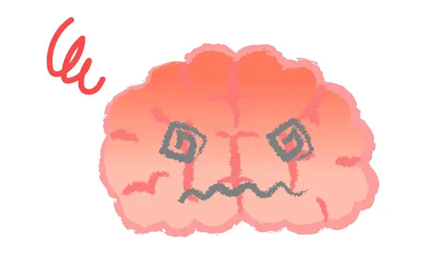 Beyin yorgunluğu görüntüsü. Beyin yorgunluğu. El yazısı tarzı.