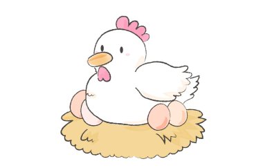 Yumurtayı ısıtan bir tavuk tasviri