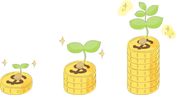 Madeni paralar ve bitkiler Varlık Yönetimi resim illüstrasyonu 1 (dolar)