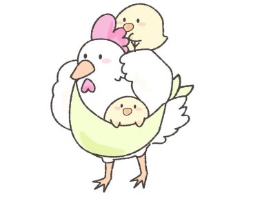 Sevimli tavuk ve piliç büyütür ve kucaklaşır.