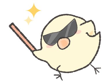 Güneş gözlüklü piliç sivri uçlu sopayla işaret ediyor.