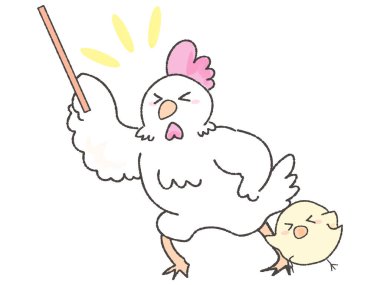 Elinde sopası olan tatlı tavuk ve piliç Genki.