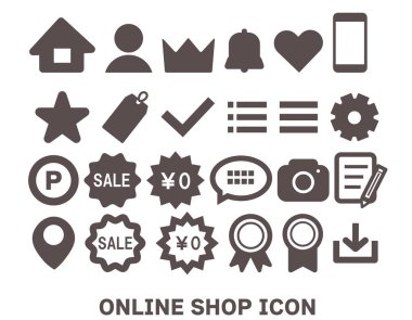 Çeşitli çevrimiçi dükkan simgesi seti