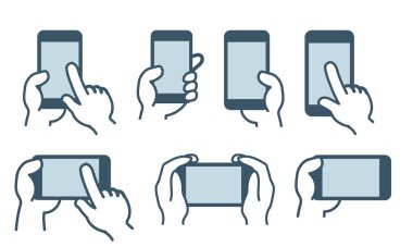 Akıllı telefon kullanan el çizimleri.