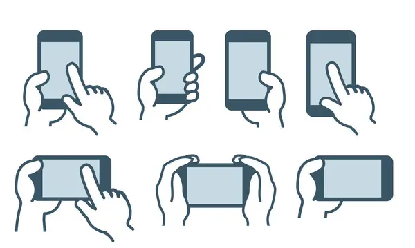 Akıllı telefon kullanan el çizimleri.