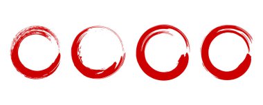 Mürekkeple çizilmiş kırmızı çember fırça basit bir set