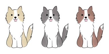 El çizimi basit, şirin bir sınır çoban köpeği çizimi