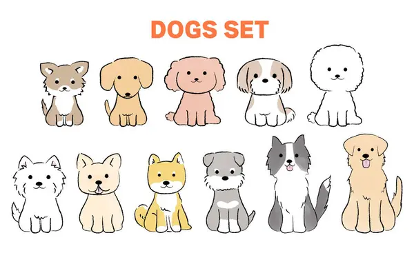 El çizimi basit köpek çizimi, tüm vücut / oturma