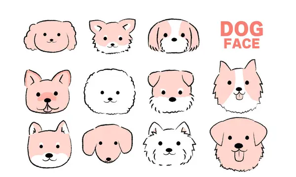 El çizimi basit, şirin köpek çizimi yüzü kızardı.