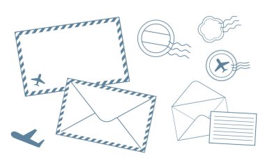 Damgalı ve posta damgalı pul ve hava postasının çizimi