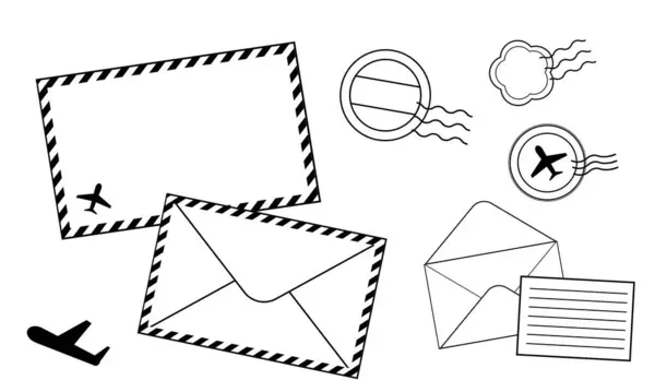 Damgalı ve posta damgalı pul ve hava postasının çizimi