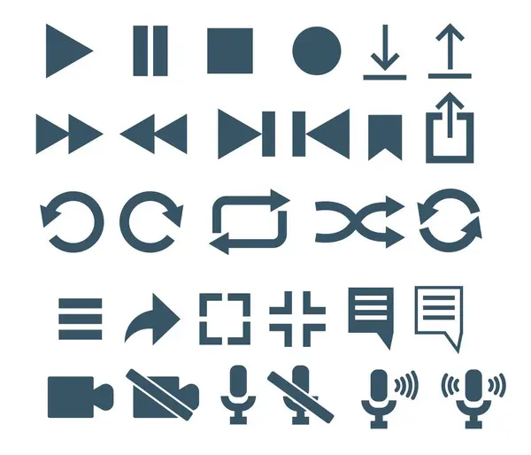 Müzik ve video çalmak ve kaydetmek için simgeler Basit ok simgesi