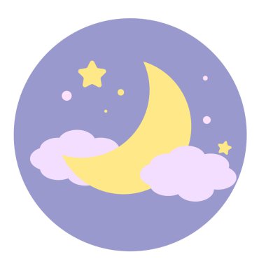 Bulutların tasviri ve gece gökyüzünde hilal ay.