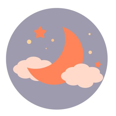 Bulutların tasviri ve gece gökyüzünde hilal ay.