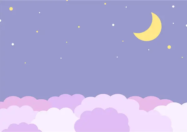 Bulutların tasviri ve gece gökyüzünde hilal ay.