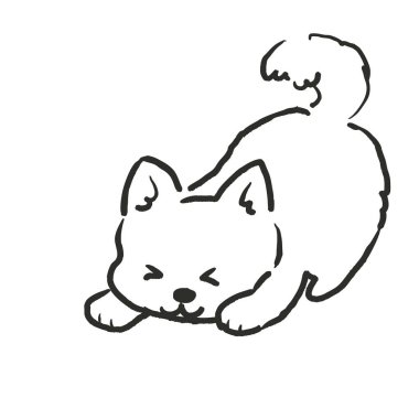 Kuyruğu havada, mutlu, kahverengi bir Shiba Inu resmi..