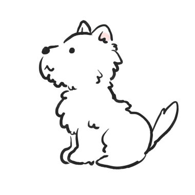 Yan yana oturan beyaz bir teriyerin tasviri. Köpek illüstrasyonu