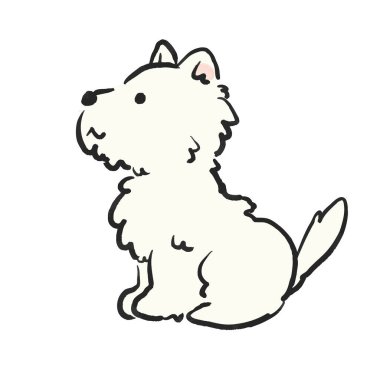 Yan yana oturan beyaz bir teriyerin tasviri. Köpek illüstrasyonu