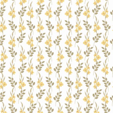 Sarı yaban çiçekleri ile çiçek desenli. Kırsal buketli geçmişe dönük. Pastel renklerle el çizimi botanik illüstrasyon.