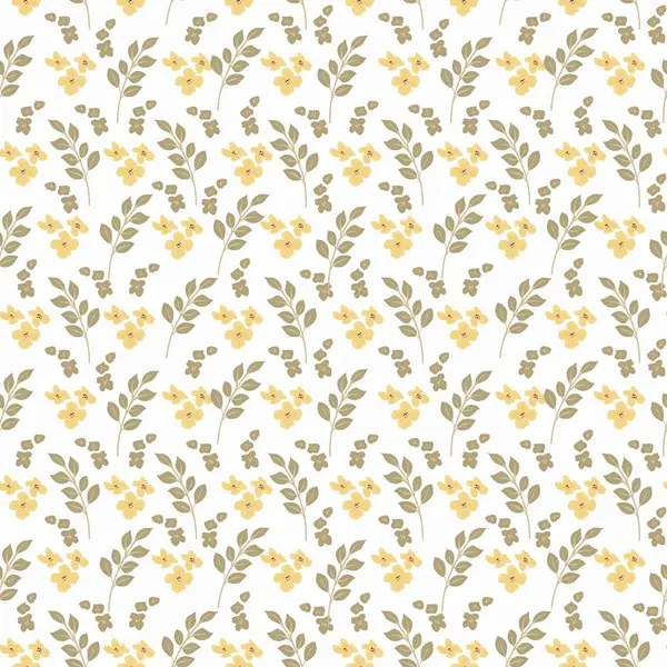Sarı yaban çiçekleri ile çiçek desenli. Kırsal buketli geçmişe dönük. Pastel renklerle el çizimi botanik illüstrasyon.