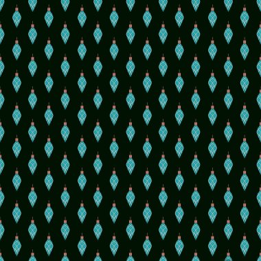 Deniz mavisi topları olan kusursuz bir Noel deseni. Geçmiş yılbaşı geçmişi. Tekstil ve ambalaj için el çizimi illüstrasyon, tasarım.