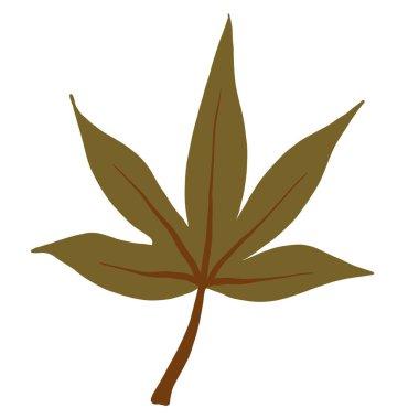 Yeşil akçaağaç yaprağı düz stil. Bir şablon, bayrak, etiket, etiket, çıkartma, tebrik kartı veya fiyat etiketi için sonbahar elle çizilmiş tasarım ögesi