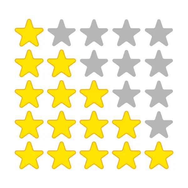 Yellow Rating Stars Set Customer Feedback Five Stars Template — Wektor stockowy