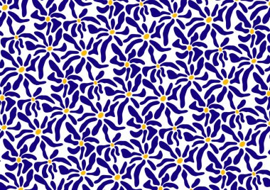 Soyut çiçek deseni. Çiçek süsleme kumaşı pürüzsüz desen. Tekstil moda baskısı için güzel mavi flora motifi