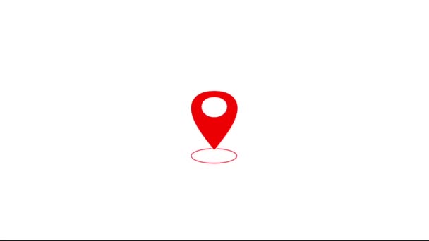 Rotes Standort Punkt Symbol Animation Der Sich Wiederholt Bewegenden Koordinatenpunkte — Stockvideo