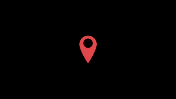 Localização Pin Pointer Mapa Animado Fundo Tela Preta Ponteiro Gps — Vídeo de Stock