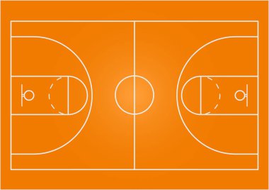 Basketbol sahası vektör grafik illüstrasyonunun en üst görüntüsü. Strateji oluşturmak için basketbol taktik kurulu.