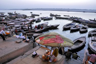 VARANASI BOATSCAPE AREAL Görüntü ABSTRACT Fotoğraf