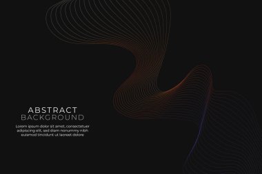 Karanlık arka planda soyut parlayan dalga çizgileri. Dinamik dalga deseni. Modern eğimli dalgalı çizgiler. Gelecekçi teknoloji konsepti. Pankart, poster, broşür, kapak, broşür, web sitesi