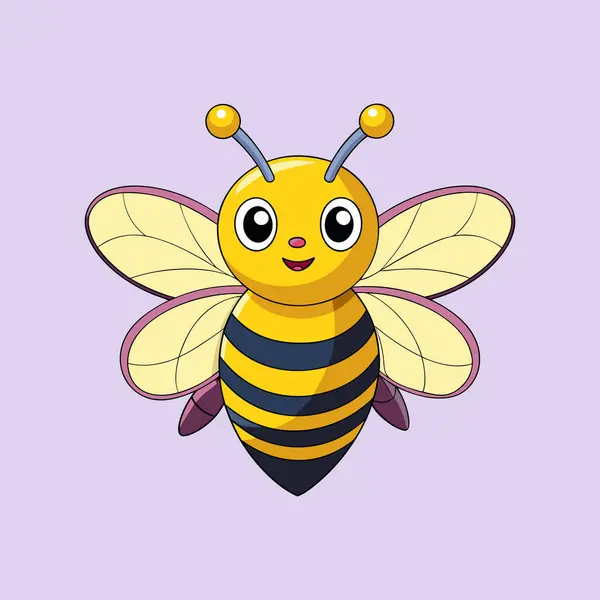 stock vector cartoon bee icon isolated on white background. vector illustration. A colorful cartoon style cute bee vector illustration. Vibrant Cartoon Bee Vector Art.