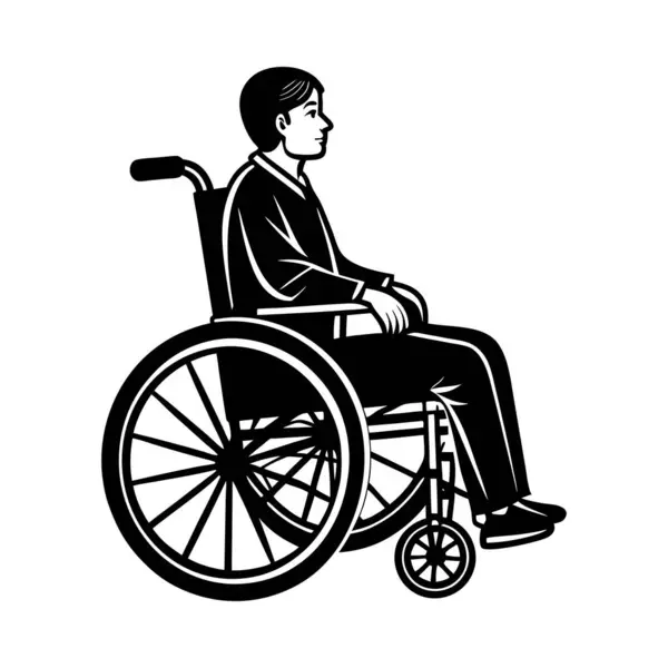 stock vector Wheelchair Silhouette Vector on White Background. Inclusive Design Person in Wheelchair, Empowering Mobility person in Wheelchair, Elegant and Empowering person in Wheelchair with White Background.