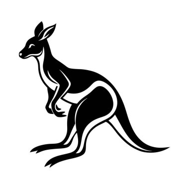 A silhouette of a kangaroo Jumping, showcasing its powerful legs and tail. clipart