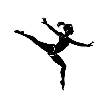 Elegant Gymnast Silhouette on Balance Beam - Artistic Gymnastics Pose clipart