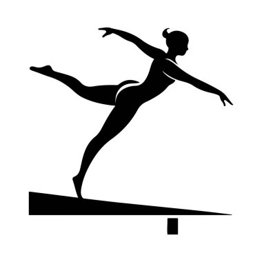 Elegant Gymnast Silhouette on Balance Beam - Artistic Gymnastics Pose clipart