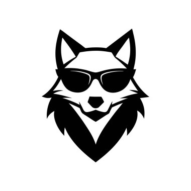 Stylish Wolf Barbershop Logo. Cool Wolf in Sunglasses, Suit, and Tie clipart