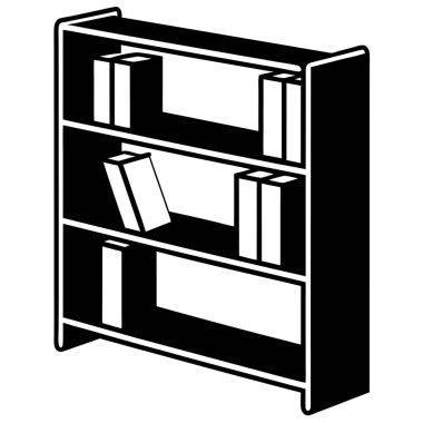 A clean and simple silhouette of a bookshelf, ideal for library, office, and educational themes in design. clipart