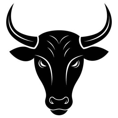 Bold Bull Head Silhouette Logo - Black and White Vector Illustration clipart