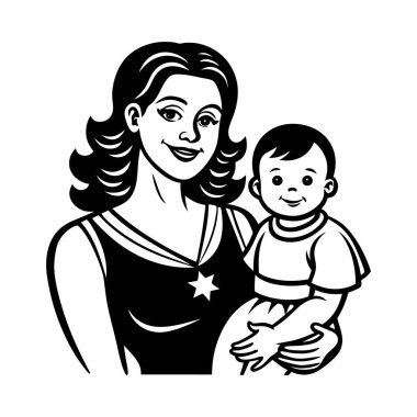 Mother Holding Child with Compassion, Heartfelt vector Illustration clipart