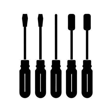 a silhouette of a screwdriver vector art illustration set clipart