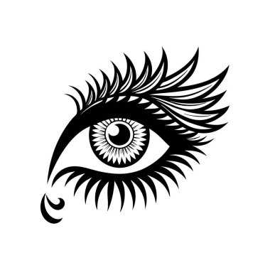 Stylish Eye and Eyelash Vector Art - Black and White Decorative Design clipart