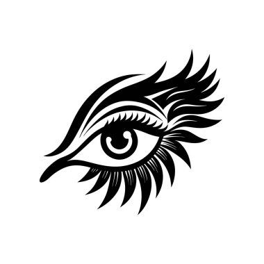 Stylish Eye and Eyelash Vector Art - Black and White Decorative Design clipart