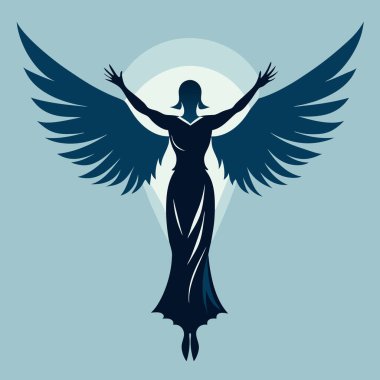 Graceful Angel Silhouette with Majestic Wings clipart